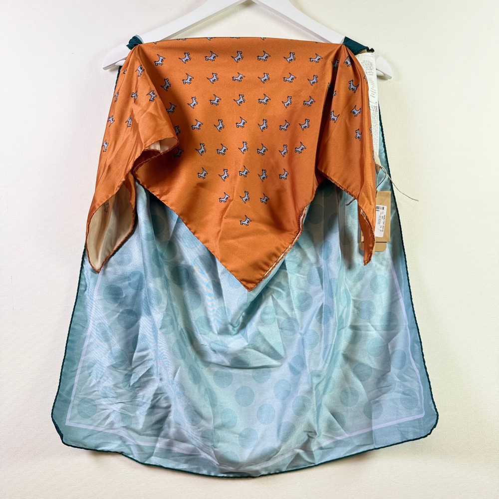 JEJIA Orange Teal Dog Polka Dot Scarf Style Drape Top M